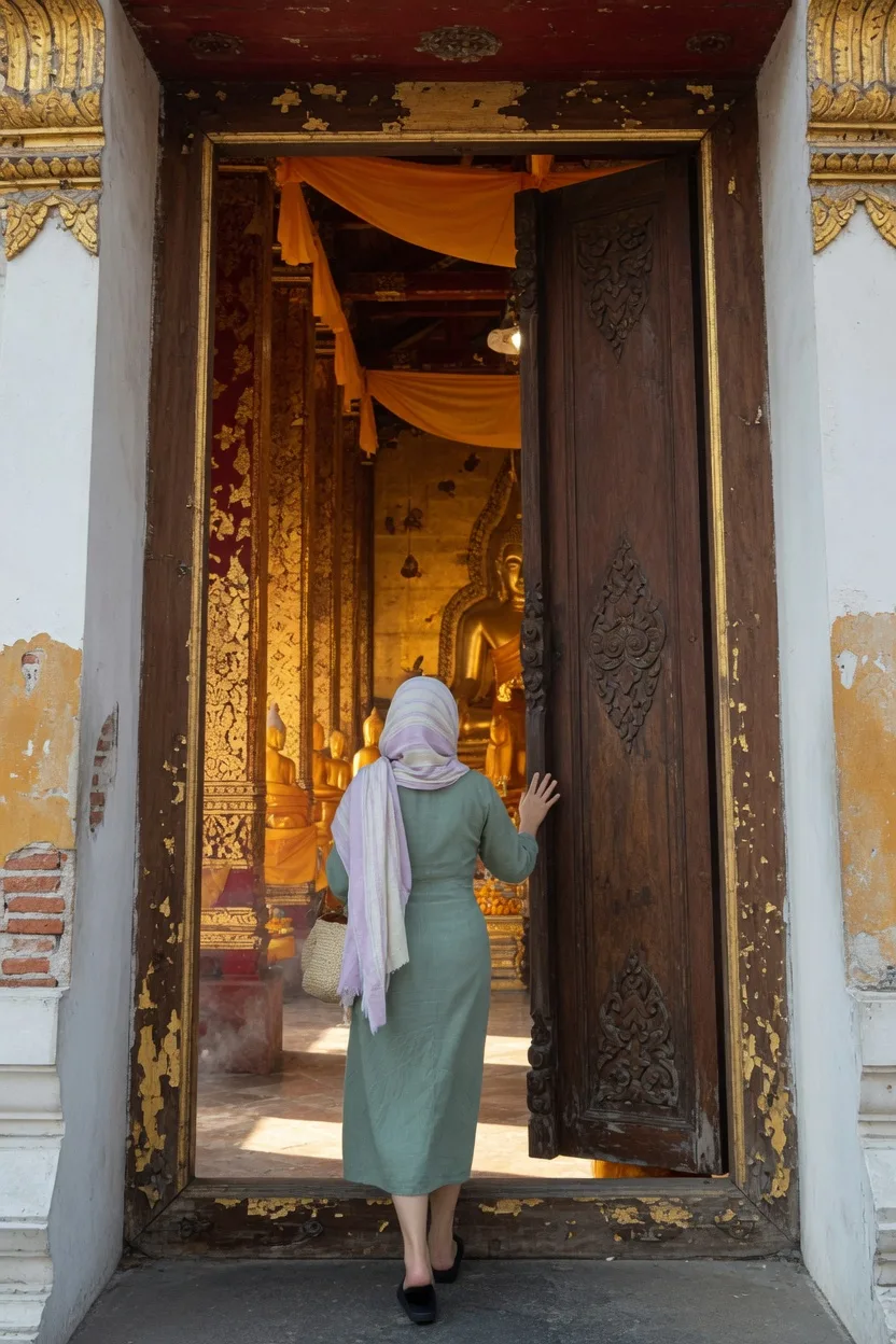 Temple etiquette — later in the day.